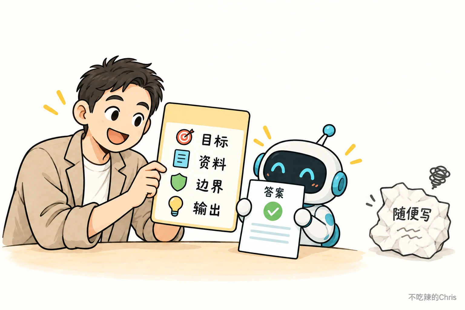 清楚的任务卡交代目标、资料、边界和输出,让模型产生更可检查的答案